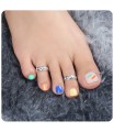Toe Ring with Wavy Design and Rhinestone TR-169